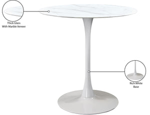Tulip Faux Marble Veneer / Tempered Glass / Iron Contemporary White Counter Height Table (3 Boxes) - 36" W x 36" D x 36" H