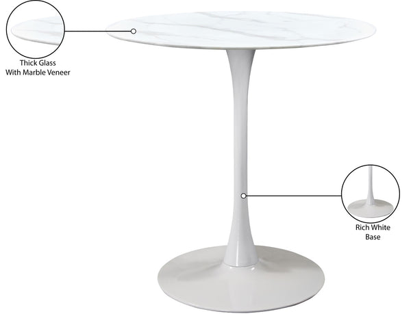 Tulip Faux Marble Veneer / Tempered Glass / Iron Contemporary White Counter Height Table (3 Boxes) - 36" W x 36" D x 36" H