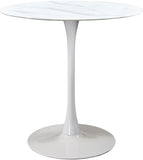 Tulip Faux Marble Veneer / Tempered Glass / Iron Contemporary White Counter Height Table (3 Boxes) - 36" W x 36" D x 36" H