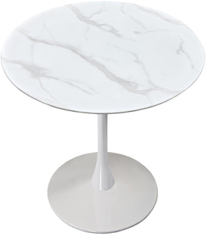 Tulip Faux Marble Veneer / Tempered Glass / Iron Contemporary White Counter Height Table (3 Boxes) - 36" W x 36" D x 36" H