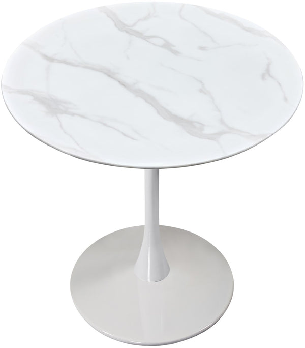 Tulip Faux Marble Veneer / Tempered Glass / Iron Contemporary White Counter Height Table (3 Boxes) - 36" W x 36" D x 36" H