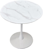 Tulip Faux Marble Veneer / Tempered Glass / Iron Contemporary White Counter Height Table (3 Boxes) - 36" W x 36" D x 36" H