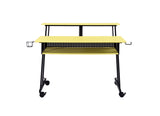 Suitor Industrial/Contemporary Music Recording Studio Desk WOOD Desk/Shelf/Keyboard] Yellow (Carbon PVC) • METAL FRAME] Black 92904-ACME
