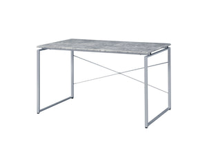 Jurgen Industrial/Contemporary Writing Desk WOOD] Faux Concrete (Veneer PVC) • METAL) Silver 92905-ACME