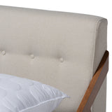 Baxton Studio Sante Mid-Century Modern Light Beige Fabric Upholstered Wood Full Size Platform Bed