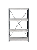 Jurgen Industrial/Contemporary Bookshelf WOOD] Faux Concrete (Veneer PVC) • METAL) Silver 92917-ACME