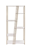 Tanan Industrial/Contemporary Bookshelf WOOD] White (cc#) • METAL FRAME] Champagne (cc#) 92920-ACME