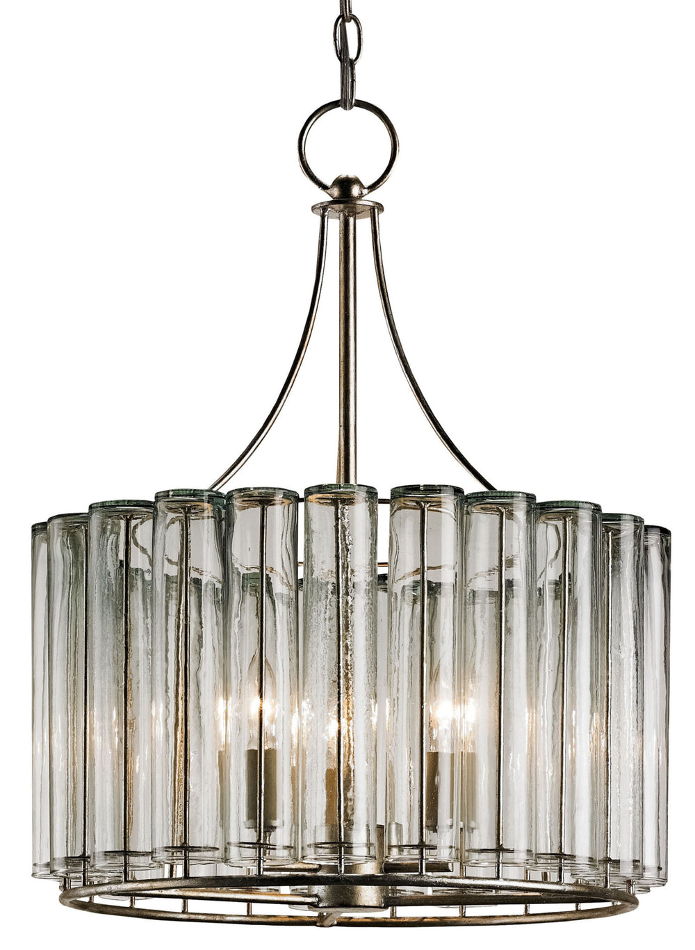 Bevilacqua Small Chandelier - Elegant Silver Leaf Design with Recycled Glass Flutes for Any Room