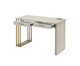 Tyeid Contemporary Built-in USB Port Writing Desk Antique White & Gold Finish 92935-ACME