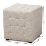 Baxton Studio Elladio Modern and Contemporary Beige Fabric Upholstered Tufted Cube Ottoman Set of 2