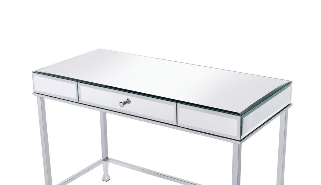 Canine Contemporary Writing Desk Mirrored and Chrome Finish 92975-ACME