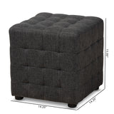 Baxton Studio Elladio Modern and Contemporary Dark Grey Fabric Upholstered Tufted Cube Ottoman Set of 2