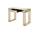 Critter Contemporary Writing Desk Smoky Mirroed and Champagne Finish 92981-ACME