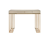 Critter Contemporary Writing Desk Smoky Mirroed and Champagne Finish 92981-ACME