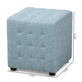 Baxton Studio Elladio Modern and Contemporary Light Blue Fabric Upholstered Tufted Cube Ottoman Set of 2