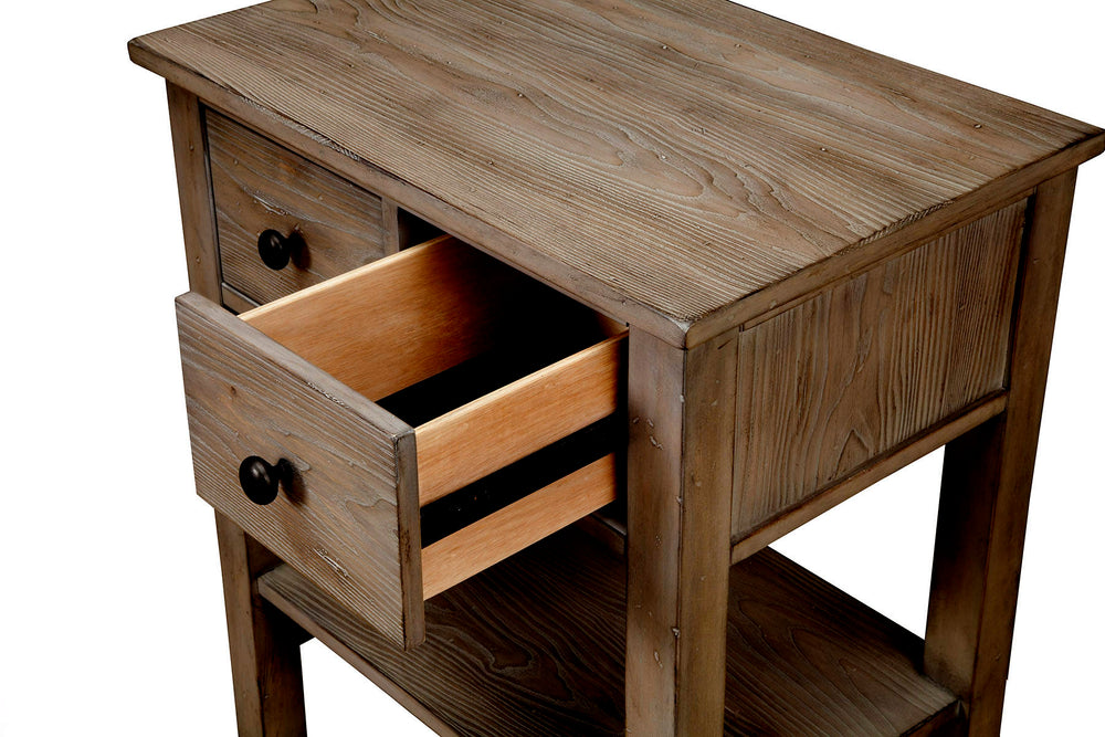 Classic Nightstand with Felt Lined Drawers, Antique Grey Finish, and Elegant French Design Charm