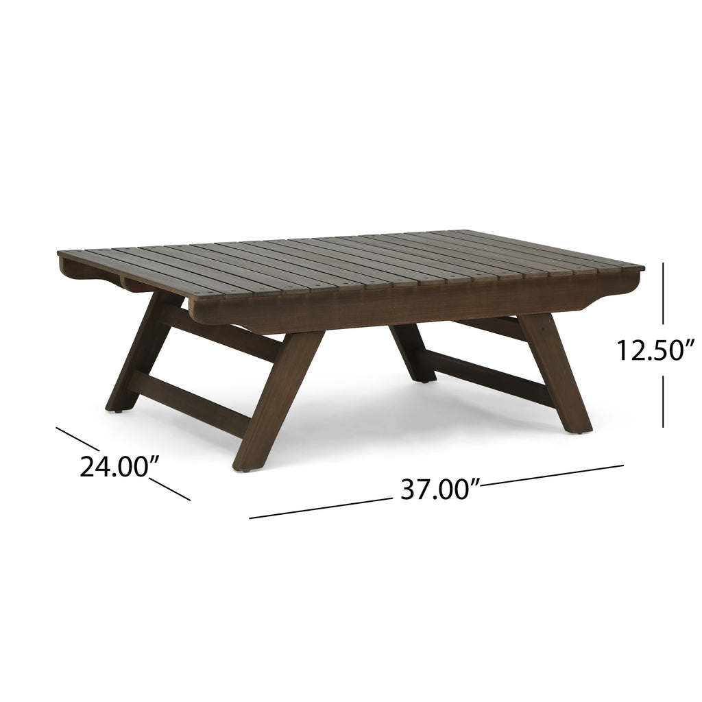 Sedona Outdoor Wooden Coffee Table, Gray Finish Noble House