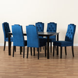 Dylin Modern and Contemporary Upholstered and Dark Brown Finished Wood 7-Piece Dining Set