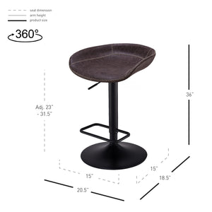 Rogue Leatherette Gaslift Bar Stool - Set of 2 Vintage Coffee Brown