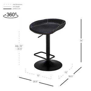 Rogue Leatherette Gaslift Bar Stool - Set of 2 Vintage Black