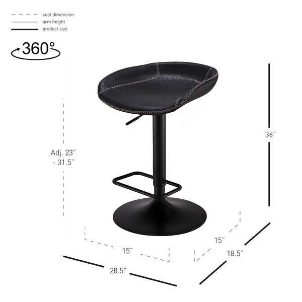 Rogue Leatherette Gaslift Bar Stool - Set of 2 Vintage Black