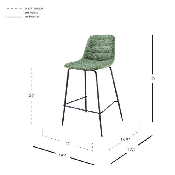 Caleb Fabric Counter Stool - Set of 4 Penta Green