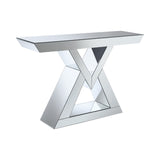 Contemporary Console Table with Triangle Base Clear Mirror