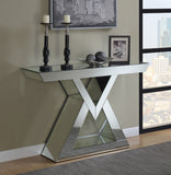 Contemporary Console Table with Triangle Base Clear Mirror