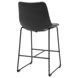 New Pacific Direct Vesta PU Counter Stool, (Set of 2) Vintage Black with Metallic Gunmetal Leg Finish 9300103-240-NPD