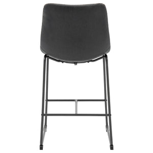 New Pacific Direct Vesta PU Counter Stool, (Set of 2) Vintage Black with Metallic Gunmetal Leg Finish 9300103-240-NPD