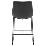 New Pacific Direct Vesta PU Counter Stool, (Set of 2) Vintage Black with Metallic Gunmetal Leg Finish 9300103-240-NPD