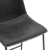 New Pacific Direct Vesta PU Counter Stool, (Set of 2) Vintage Black with Metallic Gunmetal Leg Finish 9300103-240-NPD