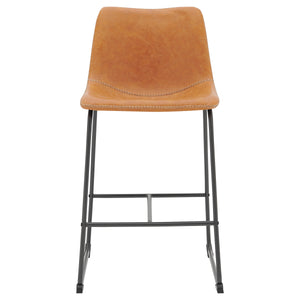New Pacific Direct Vesta PU Counter Stool, (Set of 2) Vintage Cedar with Metallic Gunmetal Leg Finish 9300103-309-NPD