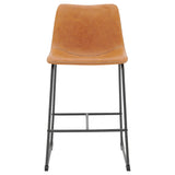 New Pacific Direct Vesta PU Counter Stool, (Set of 2) Vintage Cedar with Metallic Gunmetal Leg Finish 9300103-309-NPD