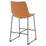 New Pacific Direct Vesta PU Counter Stool, (Set of 2) Vintage Cedar with Metallic Gunmetal Leg Finish 9300103-309-NPD