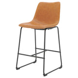 New Pacific Direct Vesta PU Counter Stool, (Set of 2) Vintage Cedar with Metallic Gunmetal Leg Finish 9300103-309-NPD