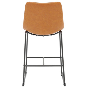 New Pacific Direct Vesta PU Counter Stool, (Set of 2) Vintage Cedar with Metallic Gunmetal Leg Finish 9300103-309-NPD