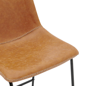 New Pacific Direct Vesta PU Counter Stool, (Set of 2) Vintage Cedar with Metallic Gunmetal Leg Finish 9300103-309-NPD