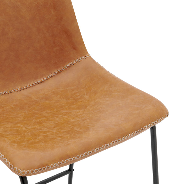 New Pacific Direct Vesta PU Counter Stool, (Set of 2) Vintage Cedar with Metallic Gunmetal Leg Finish 9300103-309-NPD