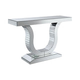 Contemporary Console Table with U-shaped Base Clear Mirror