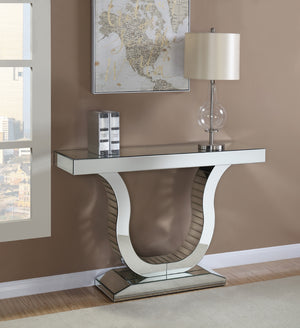 Contemporary Console Table with U-shaped Base Clear Mirror