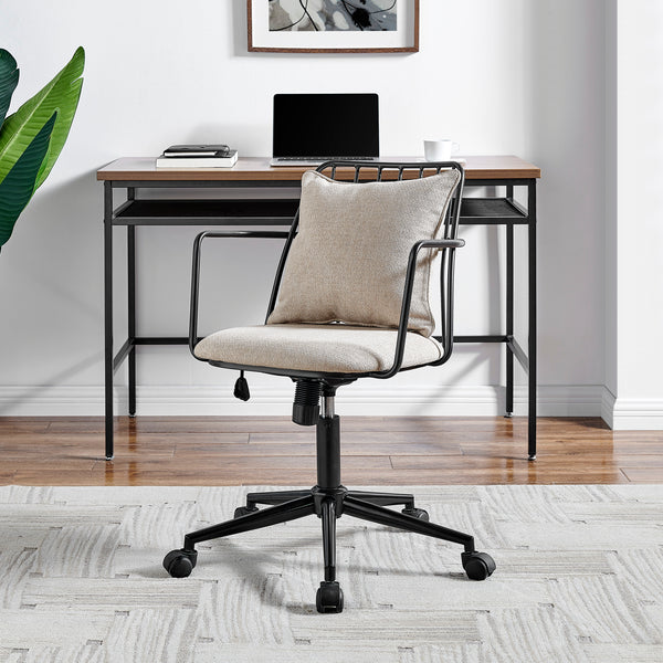 New Pacific Direct Edison Fabric Office Chair Strata Cream with Metallic Gunmetal Leg Finish 9300111-528-NPD
