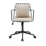 New Pacific Direct Edison Fabric Office Chair Strata Cream with Metallic Gunmetal Leg Finish 9300111-528-NPD