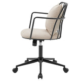 New Pacific Direct Edison Fabric Office Chair Strata Cream with Metallic Gunmetal Leg Finish 9300111-528-NPD