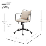 New Pacific Direct Edison Fabric Office Chair Strata Cream with Metallic Gunmetal Leg Finish 9300111-528-NPD