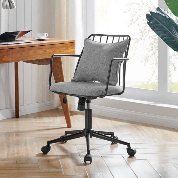 New Pacific Direct Edison Fabric Office Chair Strata Gray with Metallic Gunmetal Leg Finish 9300111-529-NPD