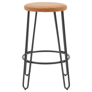 New Pacific Direct Joe PU Backless Stool, (Set of 2) Vintage Cedar with Metallic Gunmetal Leg Finish 9300114-NPD