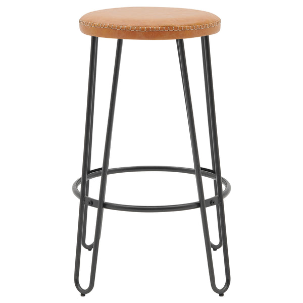 New Pacific Direct Joe PU Backless Stool, (Set of 2) Vintage Cedar with Metallic Gunmetal Leg Finish 9300114-NPD
