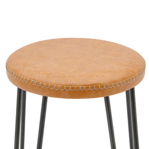 New Pacific Direct Joe PU Backless Stool, (Set of 2) Vintage Cedar with Metallic Gunmetal Leg Finish 9300114-NPD