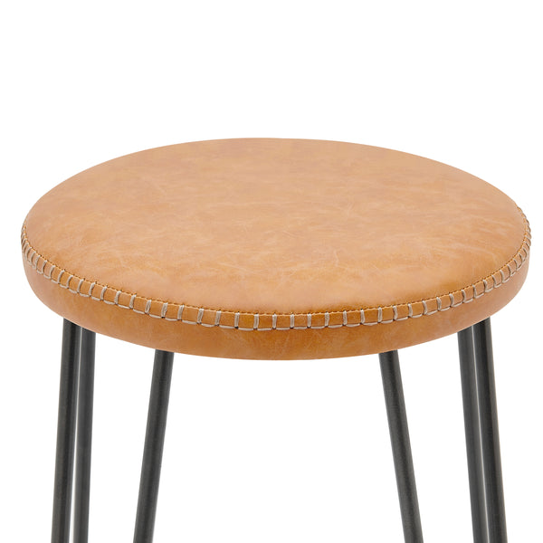 New Pacific Direct Joe PU Backless Stool, (Set of 2) Vintage Cedar with Metallic Gunmetal Leg Finish 9300114-NPD